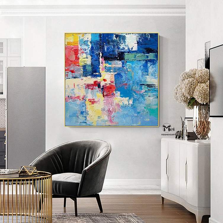 blue texture wall art